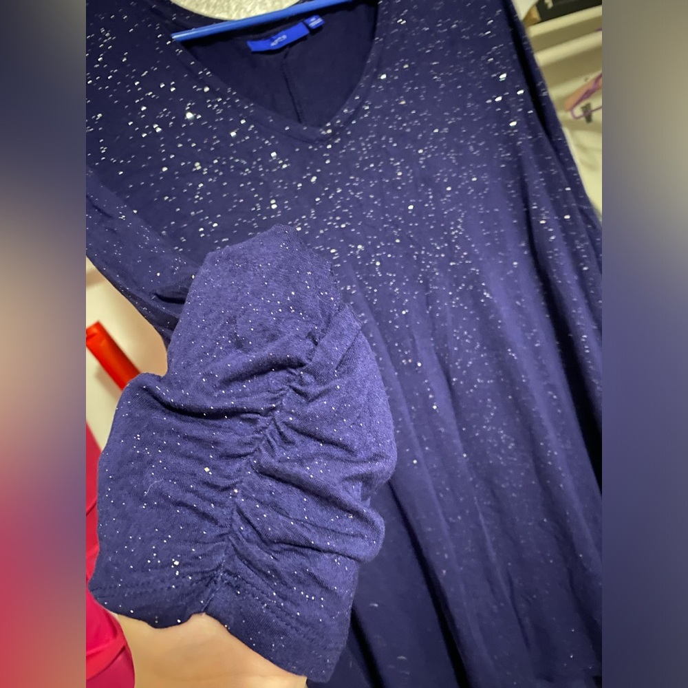 Apt 9 dark blue with Glitter stretch shirt 3/4 sleeve